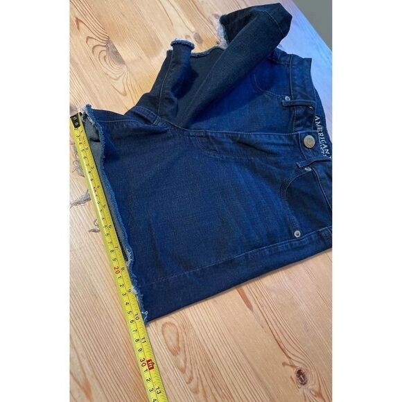 American Eagle Outfitters sky high shortie Womens Jean Shorts Blue Cut Off Denim - Picture 4 of 10